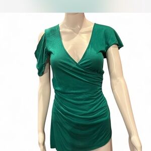 Arden B Green Asymmetrical Wrap Blouse